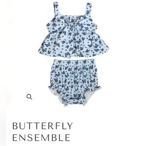 Light Blue Butterfly Print Toddler Outfit